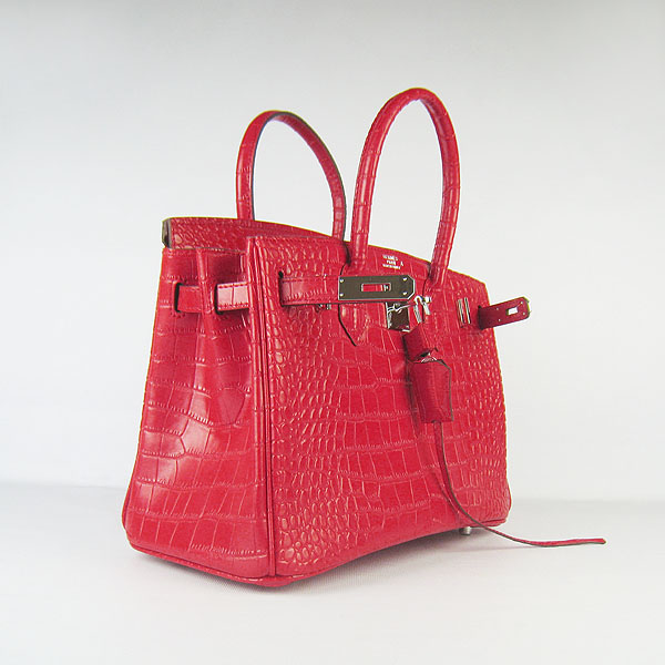 Replica aHermes Birkin 30CM Crocodile Veins Bag Red 6088 On Sale - Click Image to Close